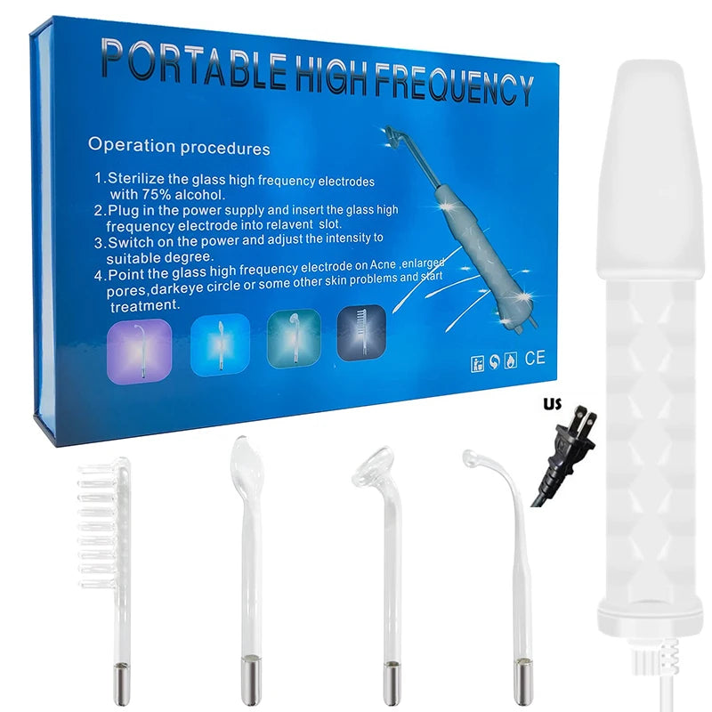 5in1 high frequency face wand improve skin elasticity portable handheld high skin therapy wand machine neon argon