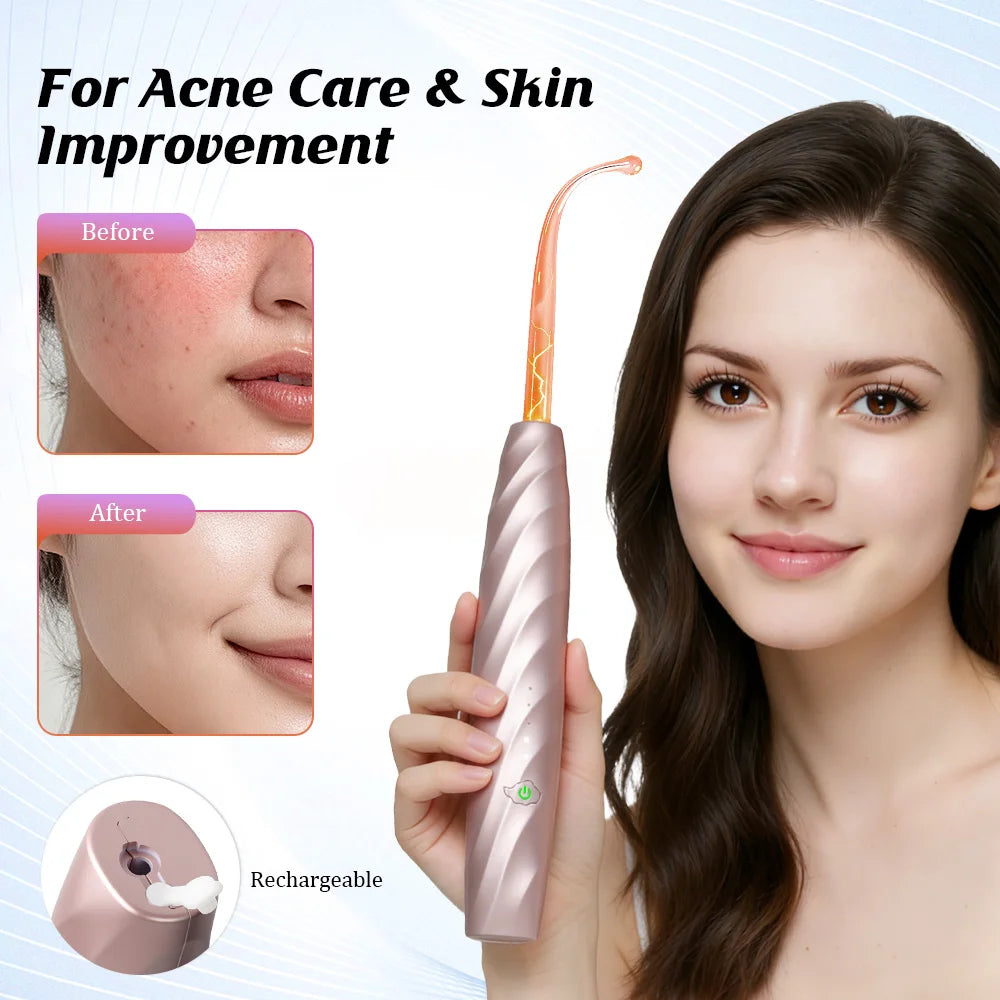 High Frequency Facial Wand Glass Electrode Neon Argon Skin Care Beauty Device Scalp Care Portable Massager Home Use Tool