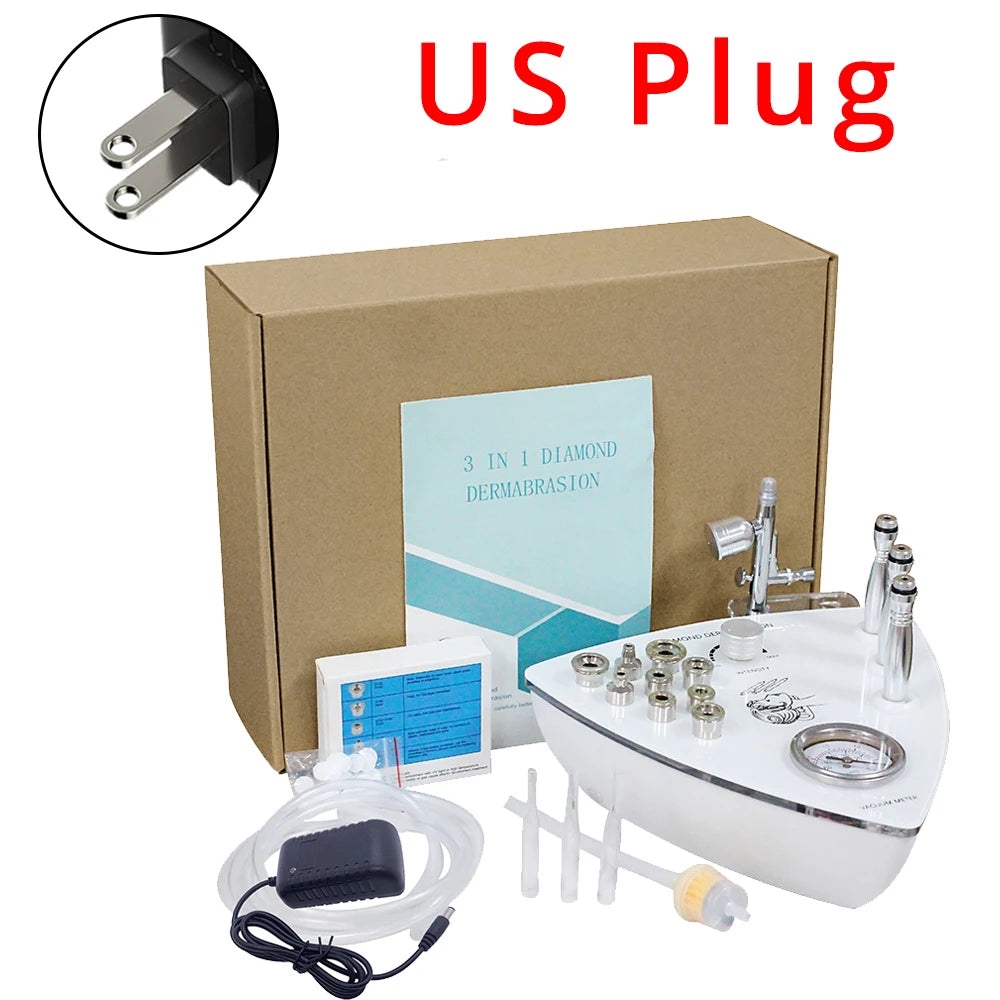 Diamond Microdermabrasion Machine 3 in 1 Vacuum 65-68cmHg Exfoliation Peeling Hydration Facial Device