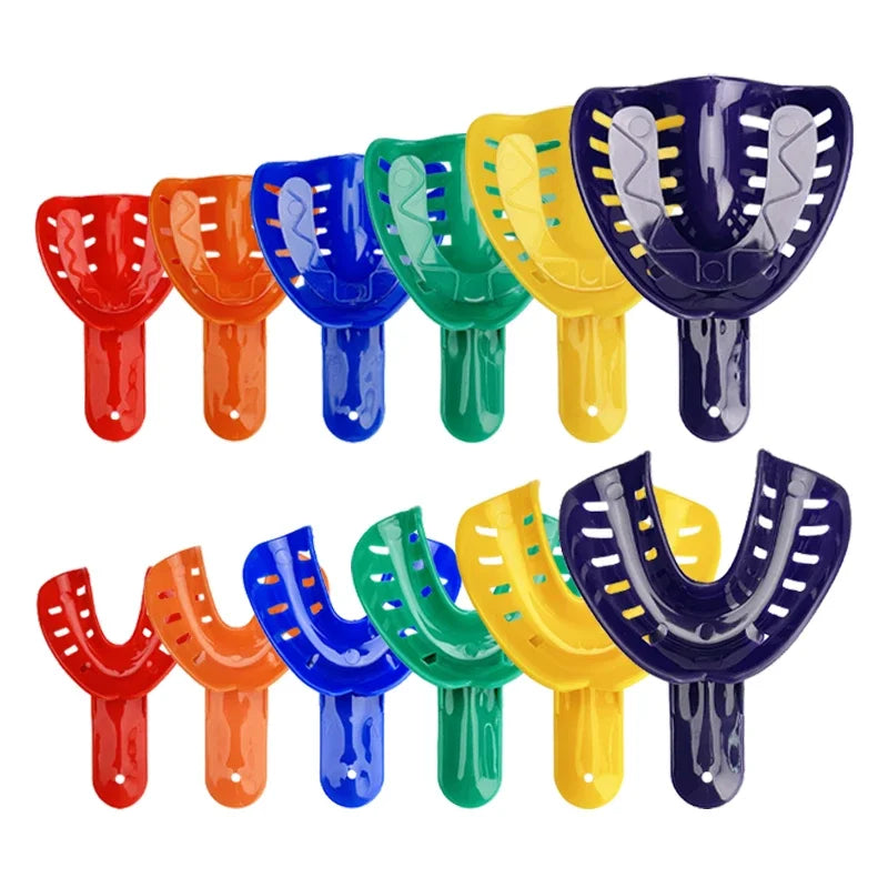10Pcs=5Pair Disposable Dental Impression Trays Plastic Teeth Holder Trays Are Rounded Edges for Childrens Adults Cleaning Tools