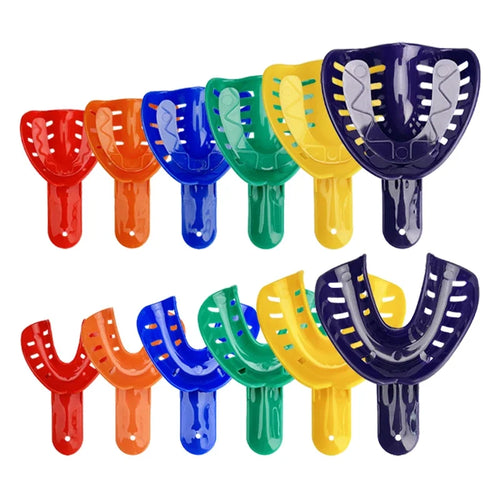 10Pcs=5Pair Disposable Dental Impression Trays Plastic Teeth Holder Trays Are Rounded Edges for Childrens Adults Cleaning Tools