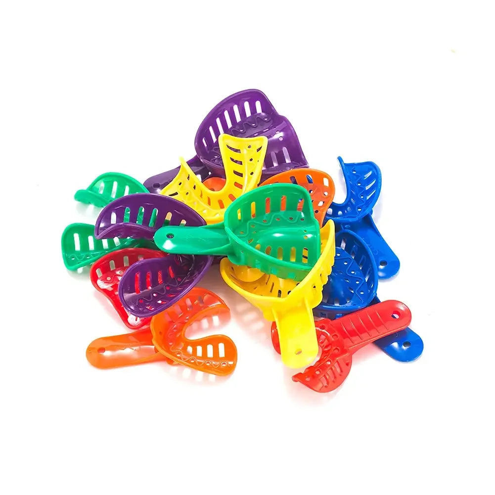 12Pcs/Set Disposable Plastic Dental Impression Trays Adult And Children Colorful Teeth Holder Kit Dental Central Supply Material